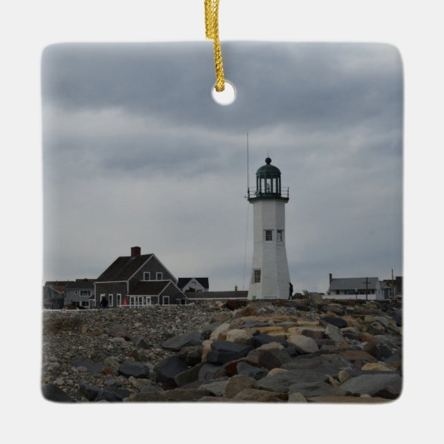 Adorno De Cerámica Faro viejo de Scituate (Anverso)