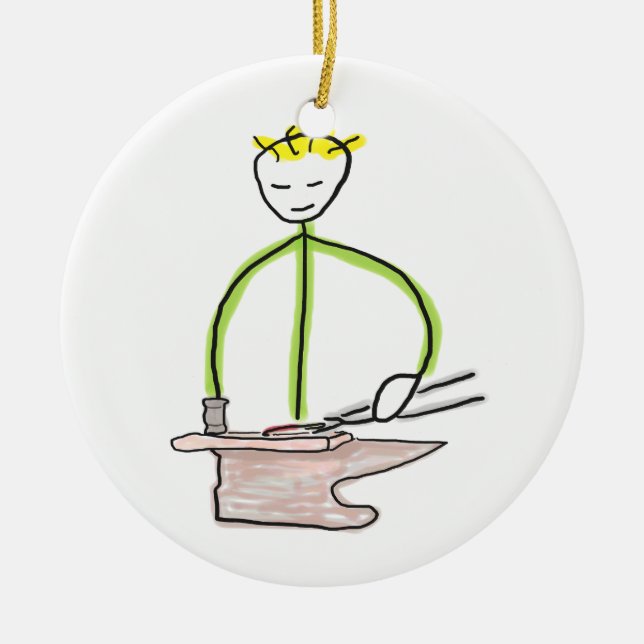 Adorno De Cerámica Farrier Stickman (Frente)