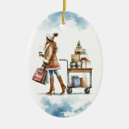 Adorno De Cerámica Fashionista Holiday Shop Coffee Cart Personalizado