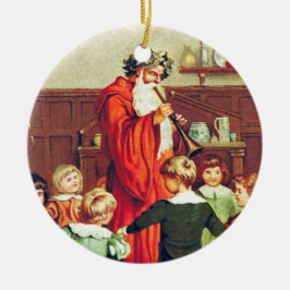 Adorno De Cerámica Father Christmas Blowing The Horn