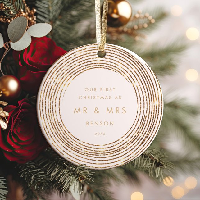 Adorno De Cerámica Faux Purpurina Gold Círculos de oro primer Navidad (Subido por el creador)