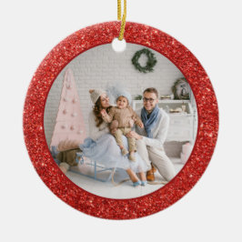 Adorno De Cerámica Faux Red Purpurina Family Photo Navidades