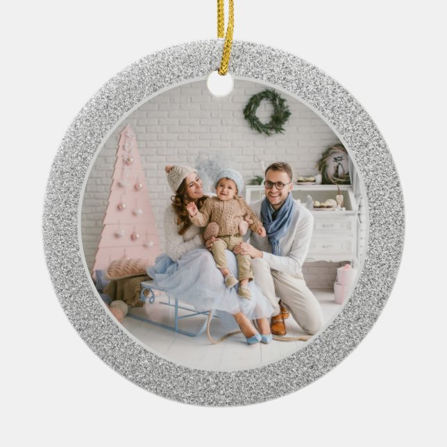 Adorno De Cerámica Faux Silver Purpurina Navidades de fotografía fami (Frente)