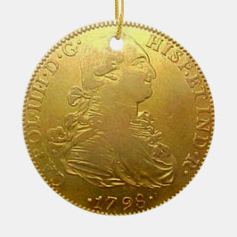 Adorno De Cerámica Faux Spanish Gold Doubloon Christmas Ornament