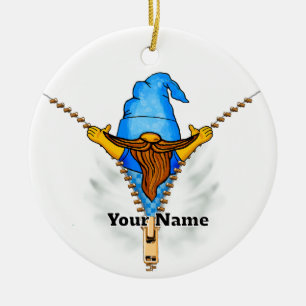 Adorno De Cerámica Faux Zipper Gnome