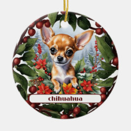 Adorno De Cerámica Fawn Chihuahua cachorro navidad Personalizados Nav