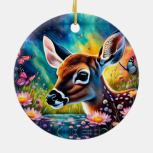 Adorno De Cerámica Fawn en Meadow Pond