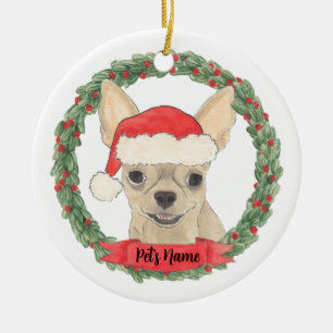 Adorno De Cerámica Fawn Tan Cream Chihuahua personalizado