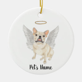Adorno De Cerámica Fawn Tan Cream Frenchie Sympathy Memorial