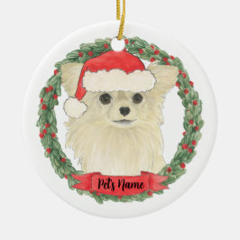 Adorno De Cerámica Fawn Tan Cream Navidades de Chihuahua largamente h