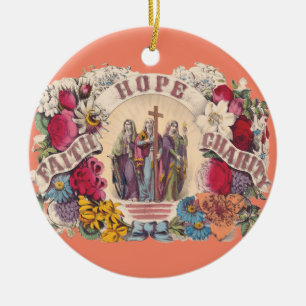 Adorno De Cerámica Fe, esperanza y caridad virtudes teológicas