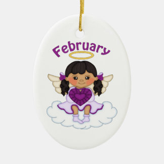 Adorno De Cerámica Febrero Ángel de Birthstone Negro