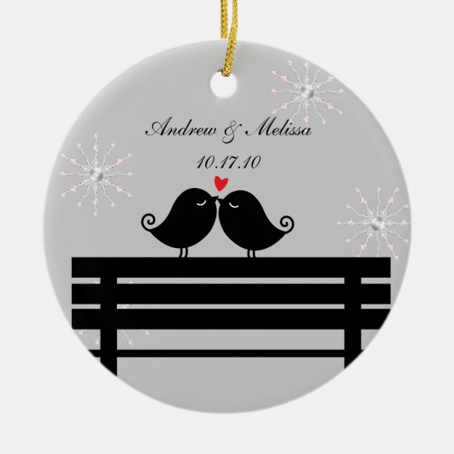 Adorno De Cerámica Fecha de la boda; Casó nuestro primer navidad (Frente)