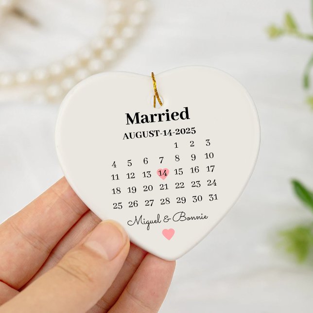 Adorno De Cerámica Fecha del calendario casado Día de boda personaliz (Subido por el creador)