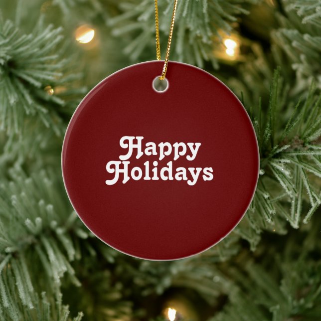 Adorno De Cerámica "Felices Fiestas" blanco morboso (Árbol)