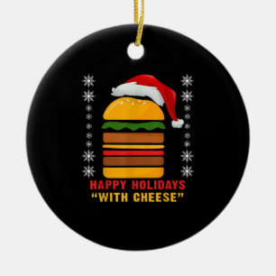 Adorno De Cerámica Felices Fiestas Con Queso Navidades Cheeseburger