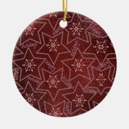 Adorno De Cerámica Felices Fiestas Copos de Nieve y Estrellas