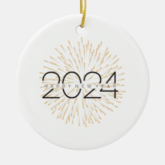 Adorno De Cerámica Felices fiestas de Año Nuevo 2024