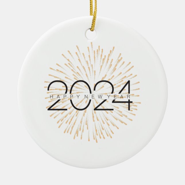 Adorno De Cerámica Felices fiestas de Año Nuevo 2024 (Frente)
