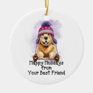 Adorno De Cerámica Felices Fiestas De Tu Mejor Amigo, Golden