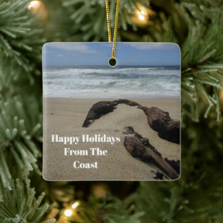 Adorno De Cerámica Felices Fiestas Desde La Costa Driftwood