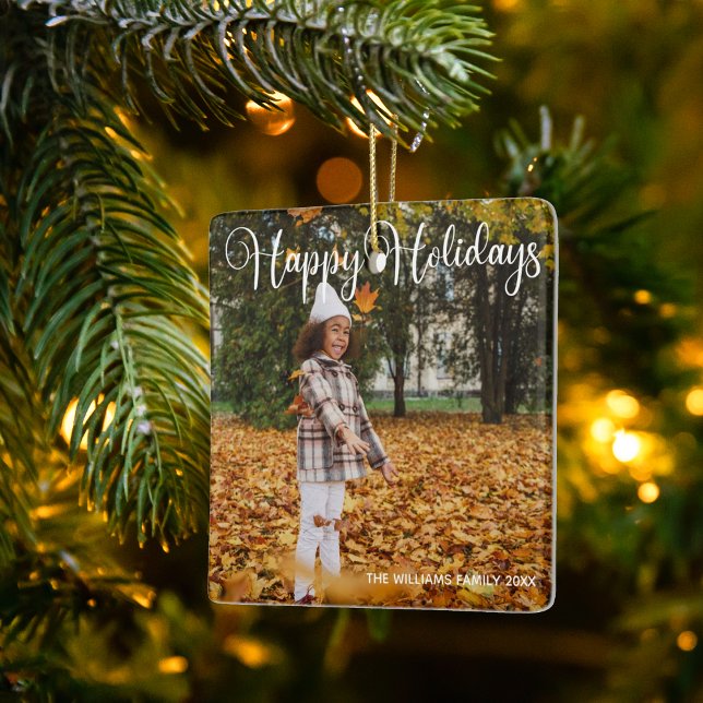 Adorno De Cerámica Felices Fiestas Elegantes De Doble Lado Foto Famil (Subido por el creador)