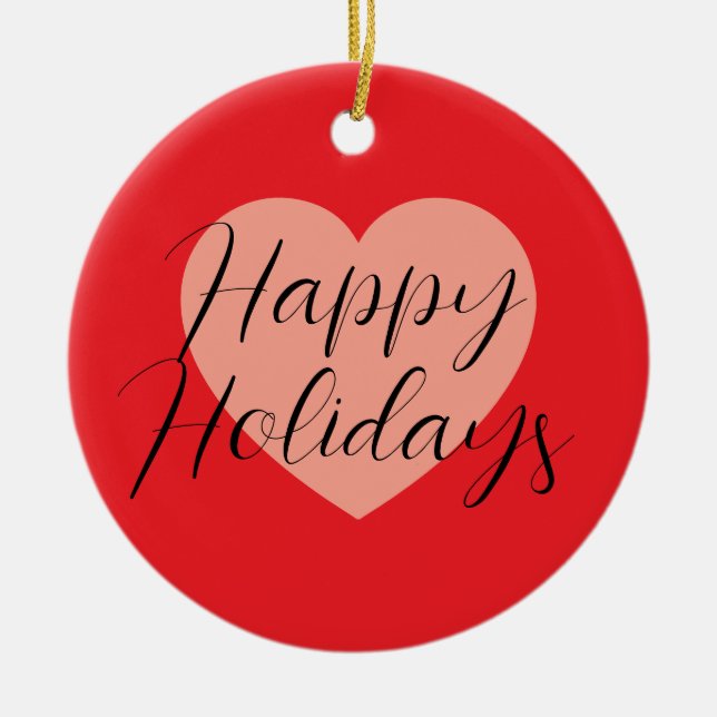 Adorno De Cerámica Felices Fiestas Feliz Navidad Tiempo de Vacaciones (Frente)