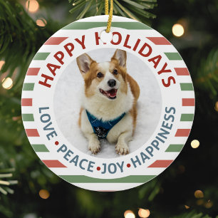 Adorno De Cerámica Felices Fiestas Foto de Mascota