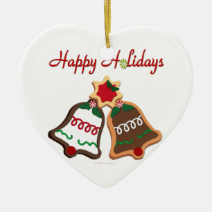 Adorno De Cerámica Felices Fiestas Galletas de Navidad Campanas