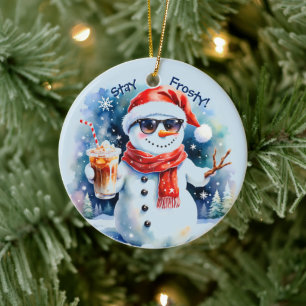 Adorno De Cerámica Felices Fiestas Mantente Helado Muñeco de Nieve Na