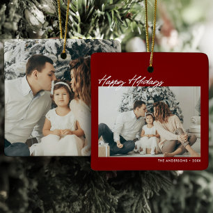 Adorno De Cerámica Felices Fiestas Modernas Mensaje Personalizado 2-F