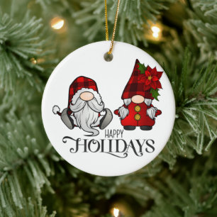Adorno De Cerámica Felices fiestas Navidades Gnome
