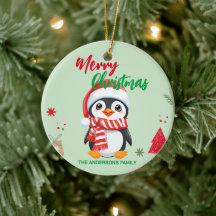 Felices fiestas navideñas en el pingüino de Santa