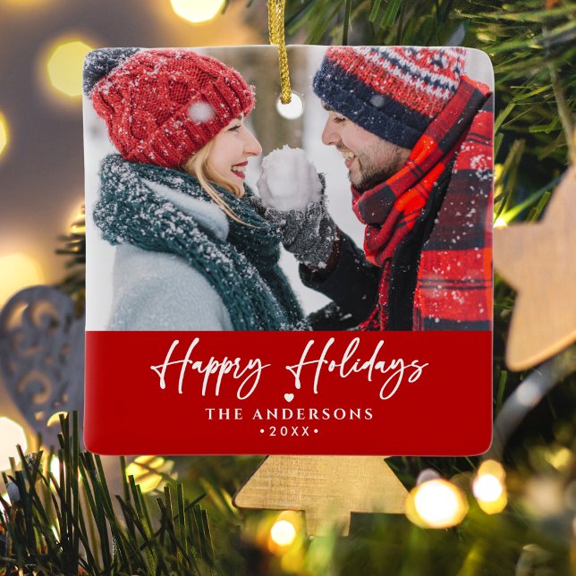 Adorno De Cerámica Felices Fiestas, nombres de familia/pareja 2-Foto (Subido por el creador)