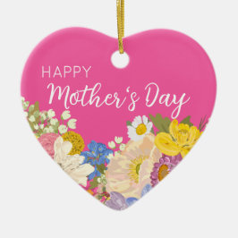 Adorno De Cerámica Felices florecientes del Día de la Madre