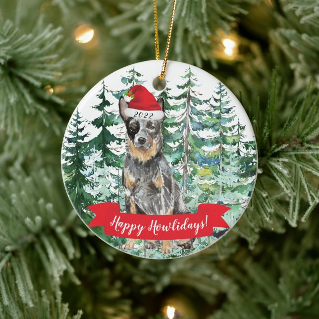 Adorno De Cerámica Felices Howlidays Australian Cattle Dog Navidades (Árbol)