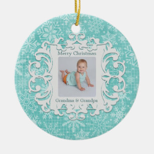 Adorno De Cerámica Felices Navidad abuela y foto del día de fiesta