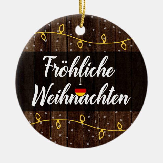 Adorno De Cerámica Felices Navidad alemanas, Fröhliche Weihnachten (Frente)