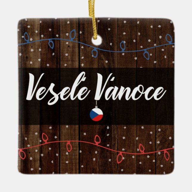 Adorno De Cerámica Felices Navidad checas, estilo rústico de Veselé (Anverso)