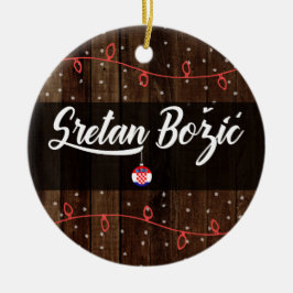 Adorno De Cerámica Felices Navidad croatas, Sretan Božić rústico