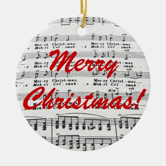 Adorno De Cerámica ¡Felices Navidad de la canción del navidad! (Frente)