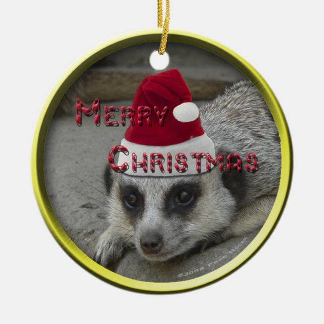 Adorno De Cerámica Felices Navidad de Meerkat (Frente)