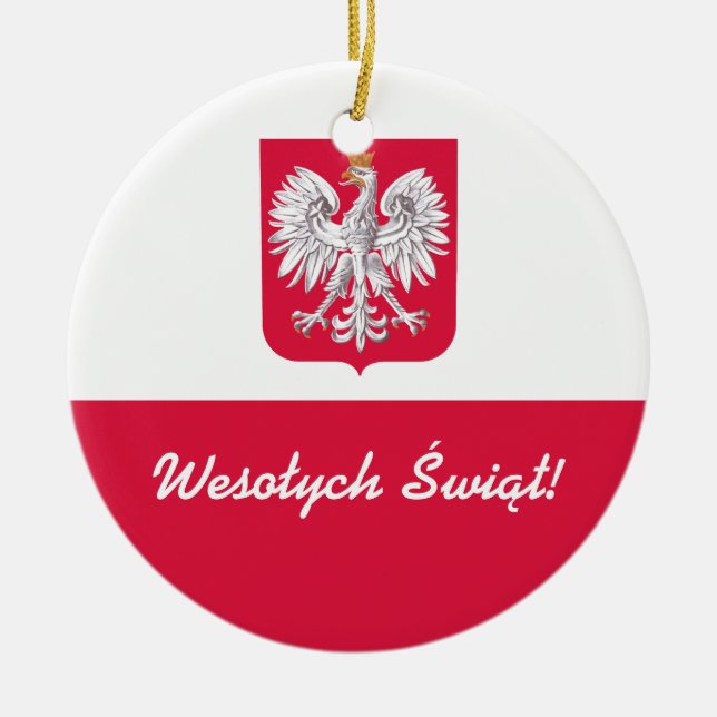 Adorno De Cerámica Felices Navidad de Wesołych Świąt en polaco (Frente)