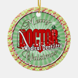 ADORNO DE CERÁMICA FELICES NAVIDAD DEL DOCTOR MEDICAL DENTISTRY