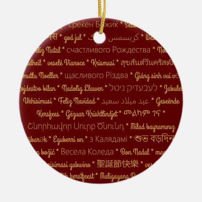 Adorno De Cerámica Felices Navidad en idiomas extranjeros (Frente)