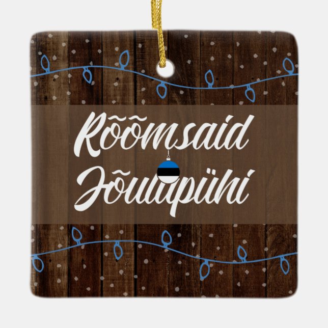 Adorno De Cerámica Felices Navidad estonias, Rõõmsaid Jõulupühi (Anverso)