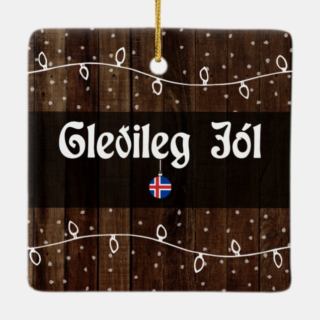 Adorno De Cerámica Felices Navidad islandesas, jól de Gleðileg (Reverso)