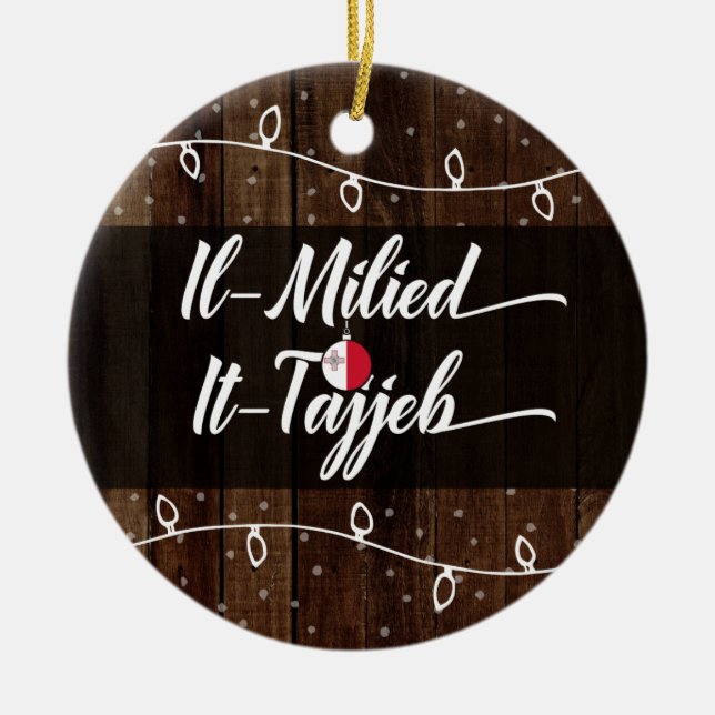 Adorno De Cerámica Felices Navidad maltesas IL-Milied él-Tajjeb (Frente)