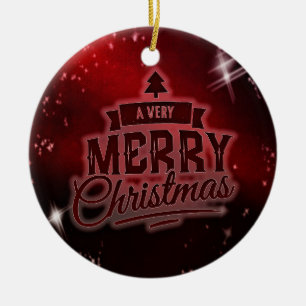 Adorno De Cerámica Felices Navidad rojas