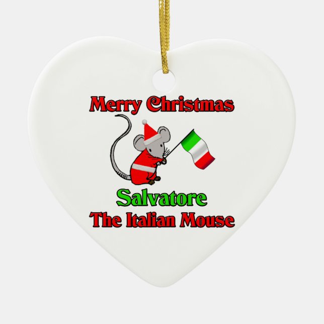 Adorno De Cerámica Felices Navidad Salvador el ratón italiano (Frente)